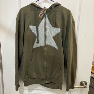 Star Print Zip Up Jacket
